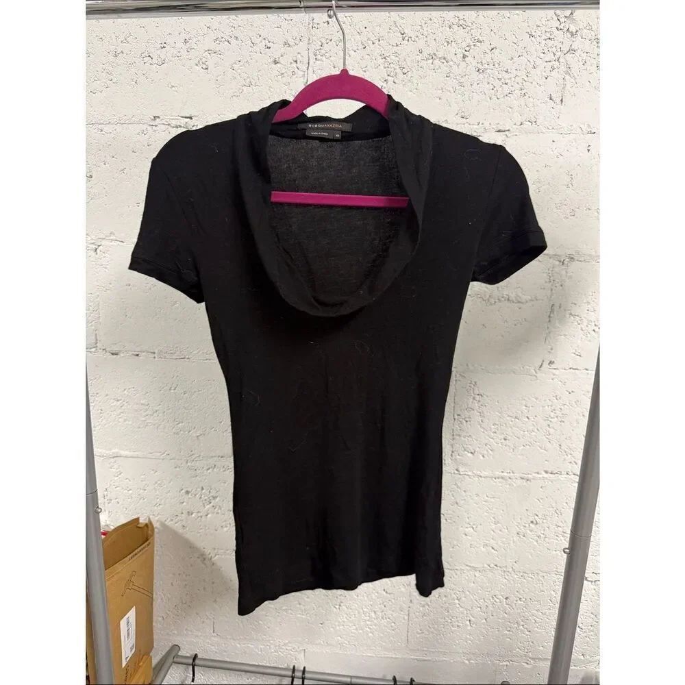 BCBG Open Loose Neck Black Nice Shirt - XS